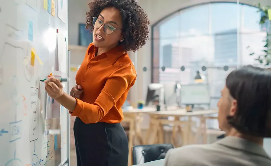 Businesswoman consulting with a client